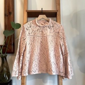 NWT - SZ L Jack by BB Dakota Pink Wild Heart Lace Top!
